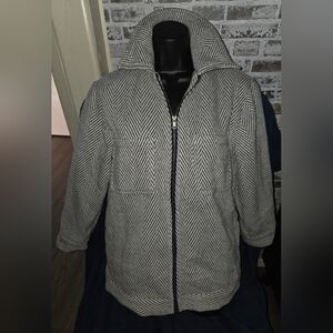 ASOS Petite Black and White Herringbone Trench Coat